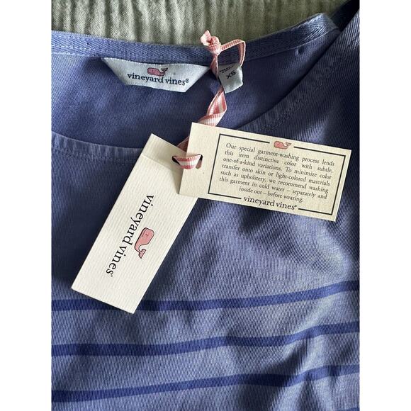 New Vineyard Vines Overdyed LS Stripe Knit Dress Cotton Indigo Marlin Color XS - Picture 4 of 5